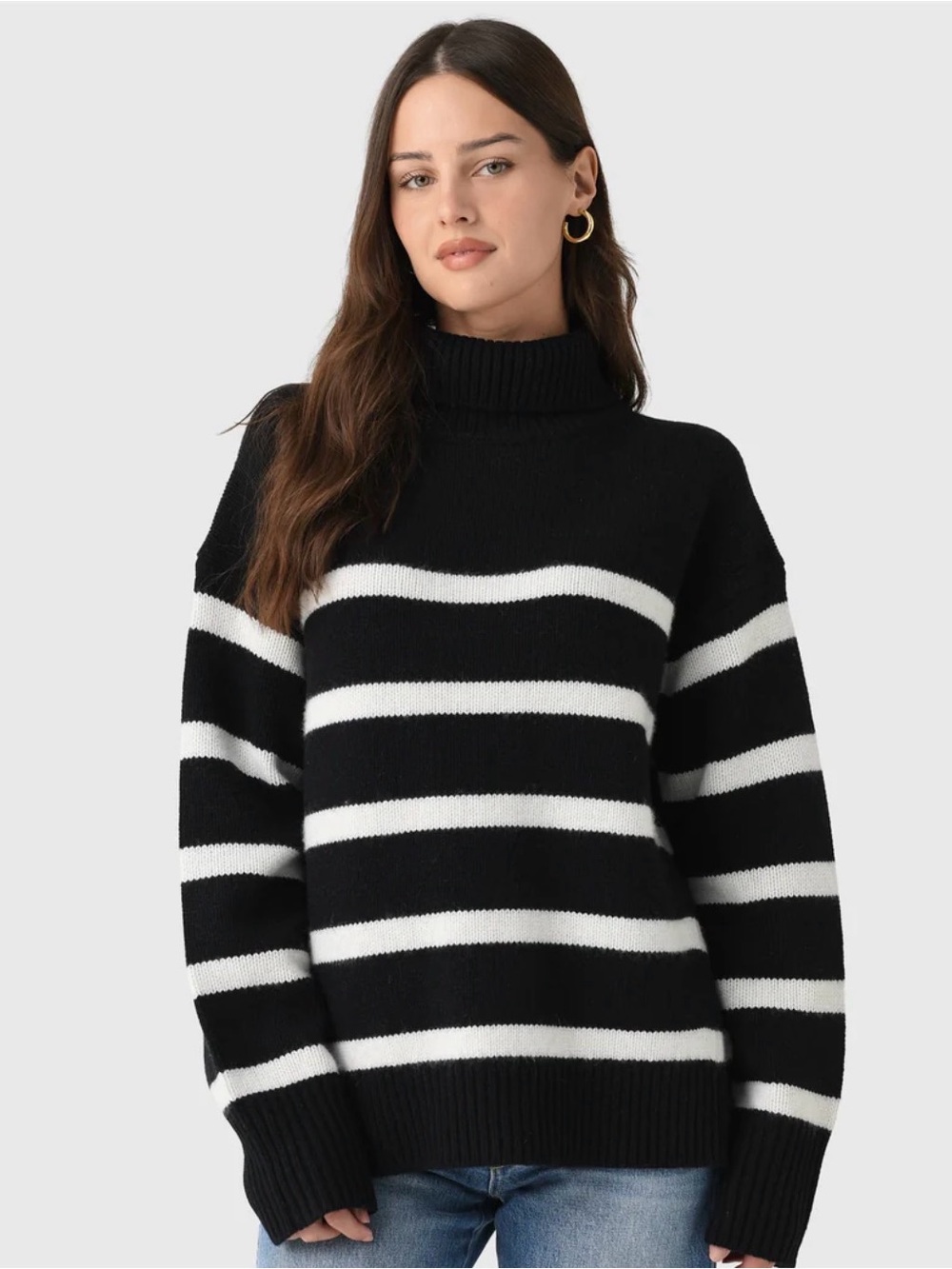 NWT Alex Mill Nottinghill Women’s Turtleneck Black & White Striped Sweater